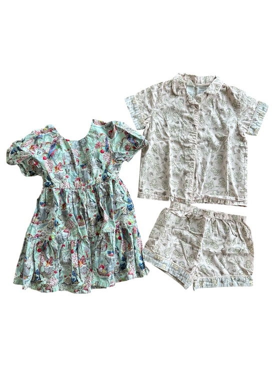 May Gibbs Other - Bundle May Gibbs Floral Fauna Festive Print Dress Pink Pajamas Girl’s Size 4T